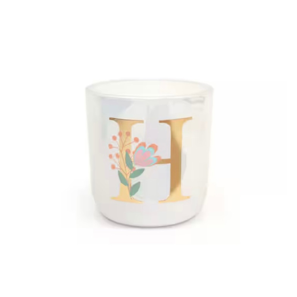 Ashland 10 oz Gold Monogram Citrus Sunrise Scented Candle with Initial H